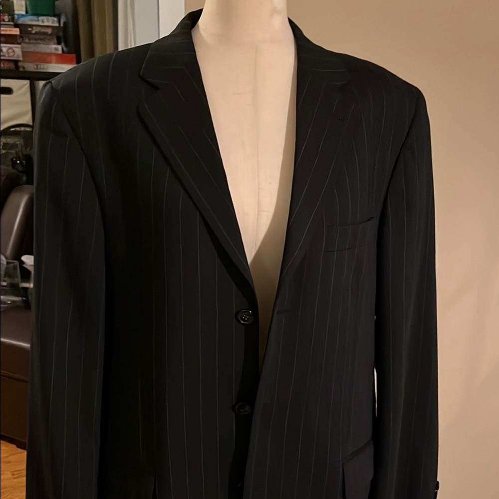 Men's Black Pinstripe Blazer